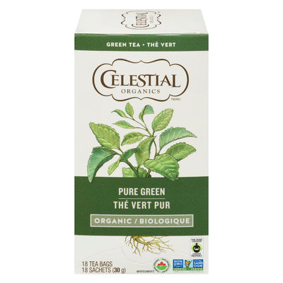 Celestial Organics Organic Pure Green Tea Bags, 18 ct