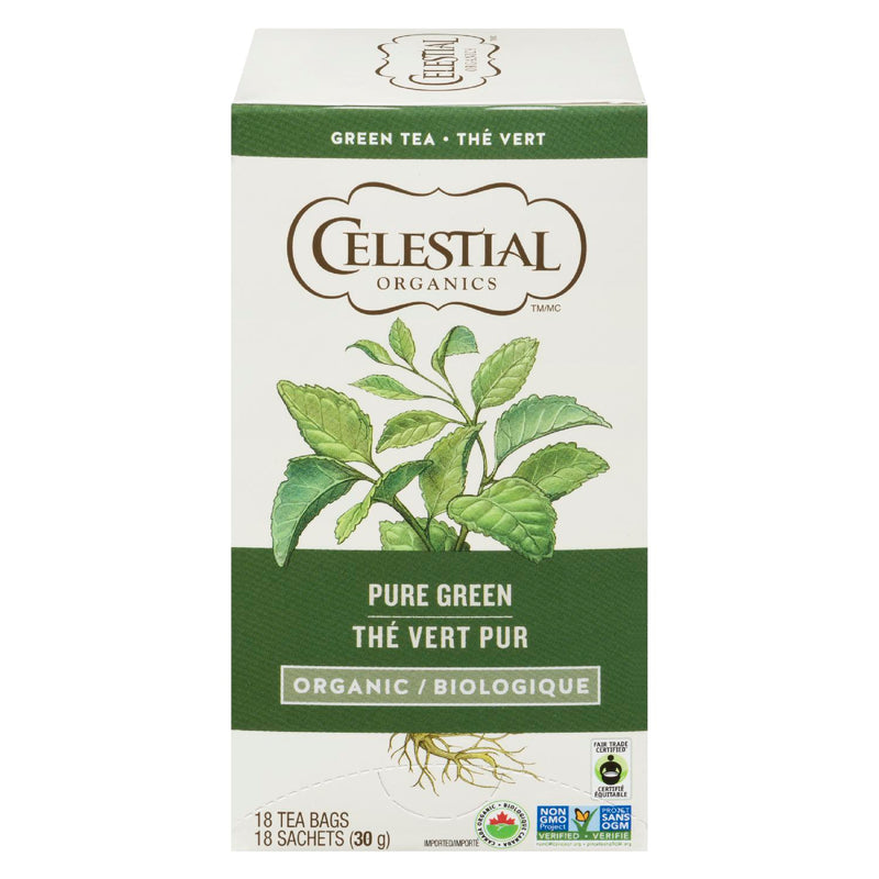 Celestial Organics Organic Pure Green Tea Bags, 18 ct