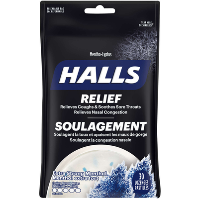 HALLS MENTHOL STRONG LOZENGES [30 pcs]