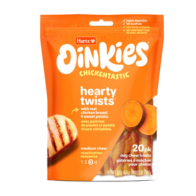 Hartz Oinkies Chickentastic Hearty Twists Dog Chew Treats, 190 g, 20 ct