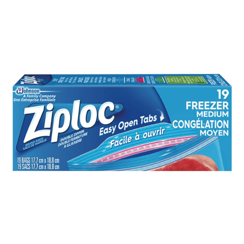 ZIPLOC ZIPPER FREEZER BAGS MED [19 pkg]