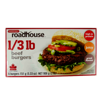 ROADHOUSE 1/3LB BEEF BURGERS [906 g]