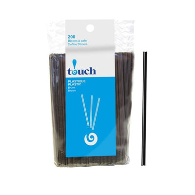 Touch Brown Plastic Coffee Stirrers, 200 ct