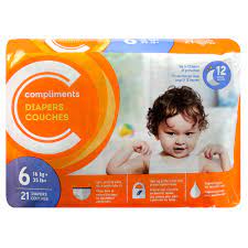 COMPLIMENTS DIAPERS SIZE 6 [21 pkg]