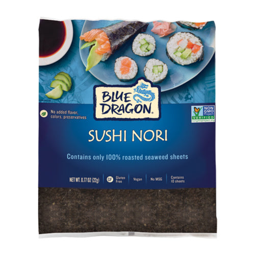Blue Dragon 100% Roasted Seaweed Sushi Nori Sheets, 22 g, 10 ct