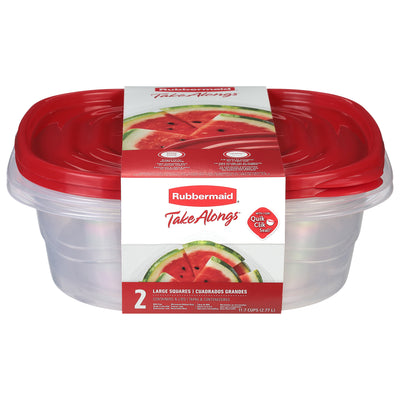 Rubbermaid Large Squares 11.7 Cups Containers & Lids, 2 containers & lids