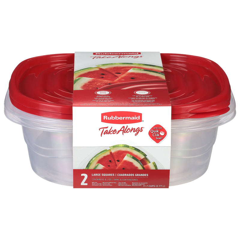 Rubbermaid Large Squares 11.7 Cups Containers & Lids, 2 containers & lids