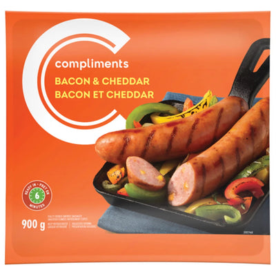 Compliments Bacon & Cheddar Sausages, 900 g