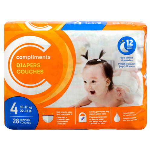 COMPLIMENTS DIAPERS SIZE 4 [28 pkg]