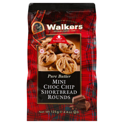 Walkers Rounds Chocolate Chip Mini Pure Butter Shortbread, 125 g
