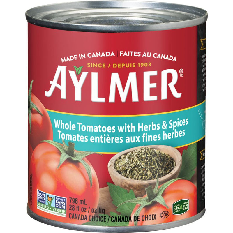 ALYMER WHOLE TOMATOES HERBS [796 ml] - 2 for $5.00