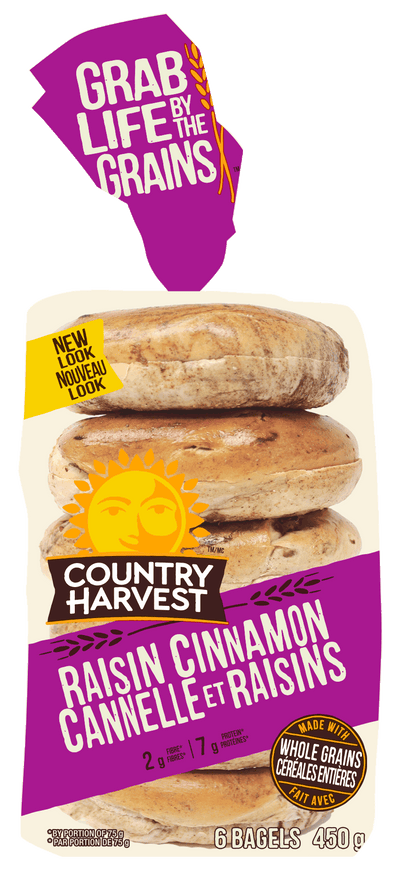 Country Harvest Raisin Cinnamon Bagels, 450 g - 2 for $6.50