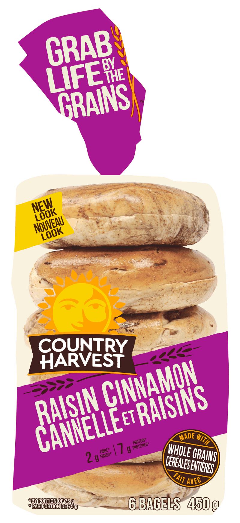Country Harvest Raisin Cinnamon Bagels, 450 g - 2 for $6.50