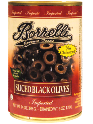 BORRELLI SLICED BLACK OLIVES [170 g]