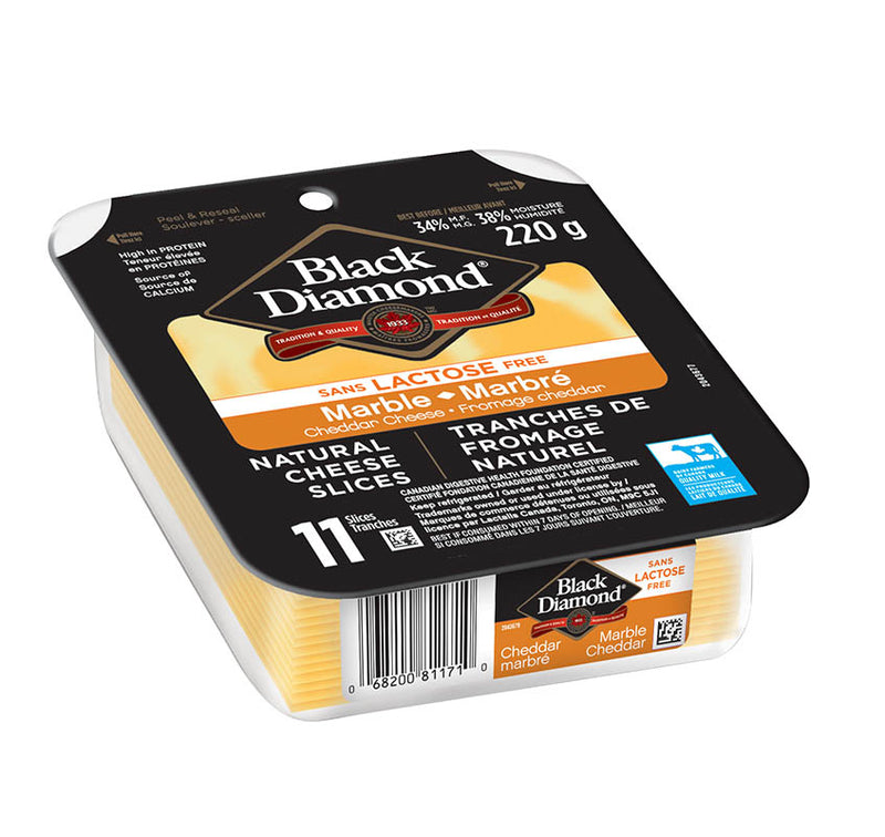 Black Diamond Marble Cheddar Cheese Slices, 220 g