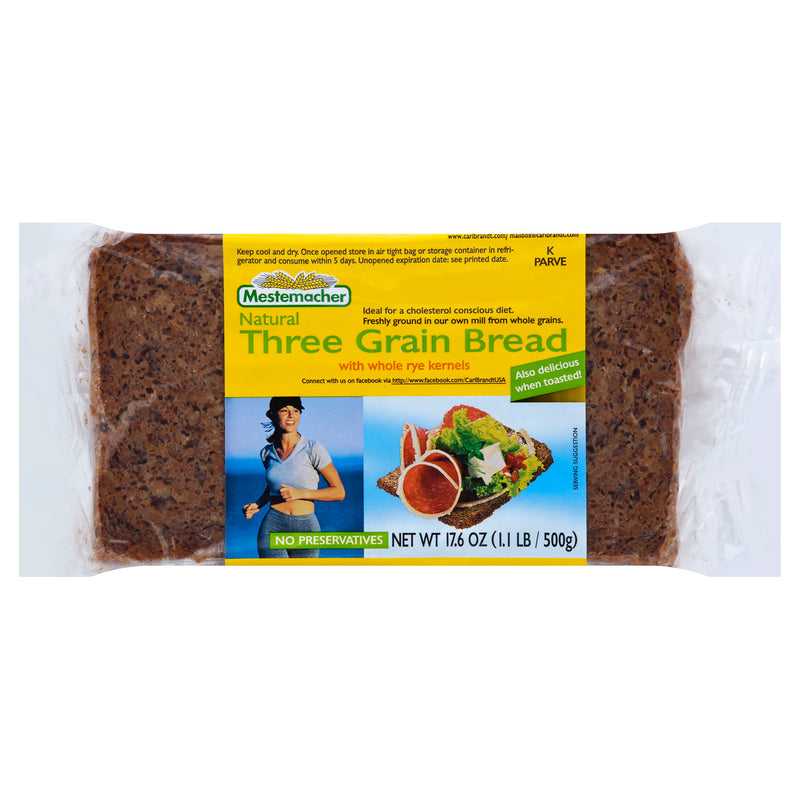 Mestemacher Natural Three Grain Bread, 499 g