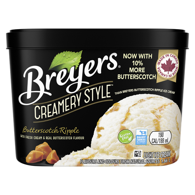 Breyers Creamery Style Butterscotch Ripple Ice Cream, 1. 66 l